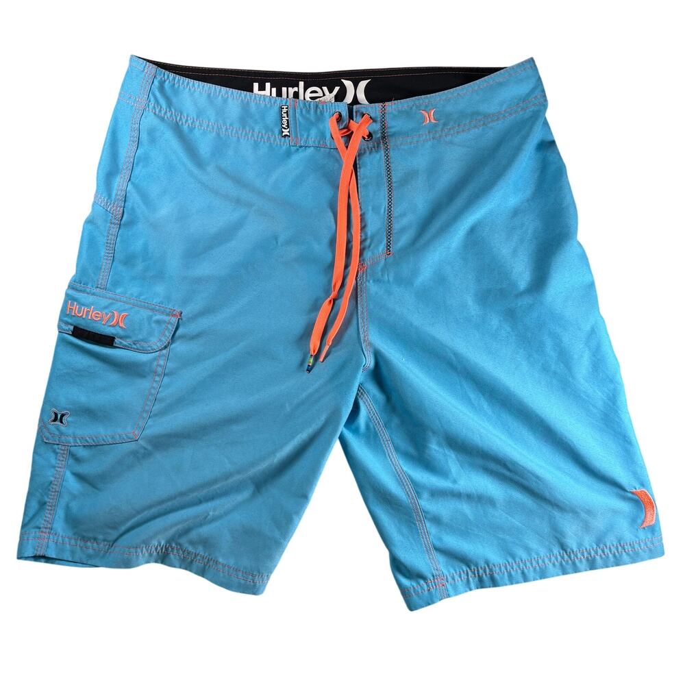 Hurley Men's Boardshorts 34 Blue One and Only Classic Surfing Swim Trunks 21"